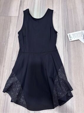 lululemon athletica Black Tank Skater Dress with Patterned Side Panels
